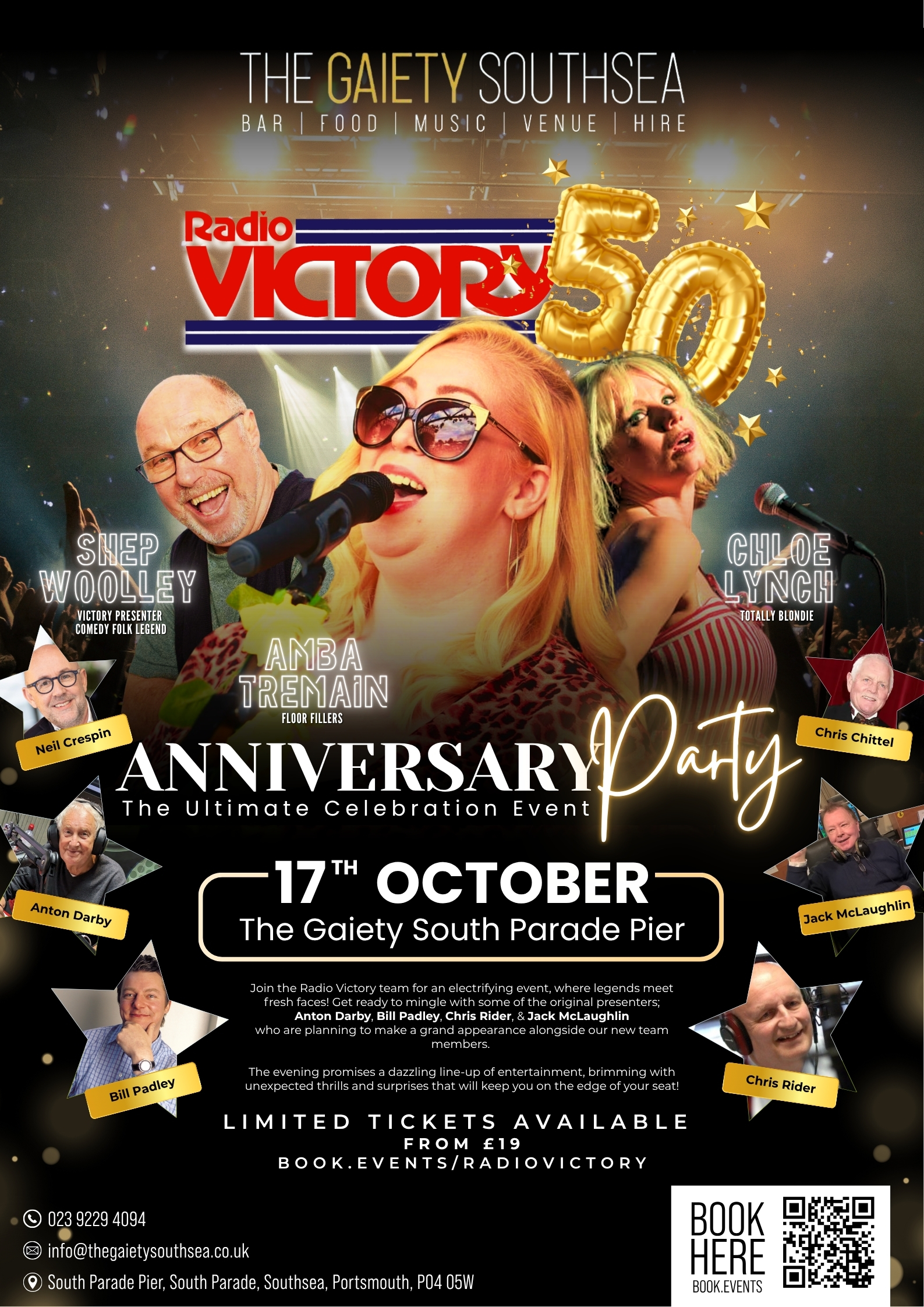 Friday 17th October  RADIO VICTORY 50th ANNIVERSARY PARTY at The Gaiety Southsea, South Parade Pier, Portsmouth