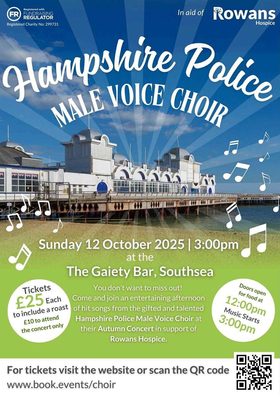 Sunday 12th October 12 Noon to 4pm HAMPSHIRE POLICE MALE VOICE CHOIR at The Gaiety Southsea, South Parade Pier, Portsmouth