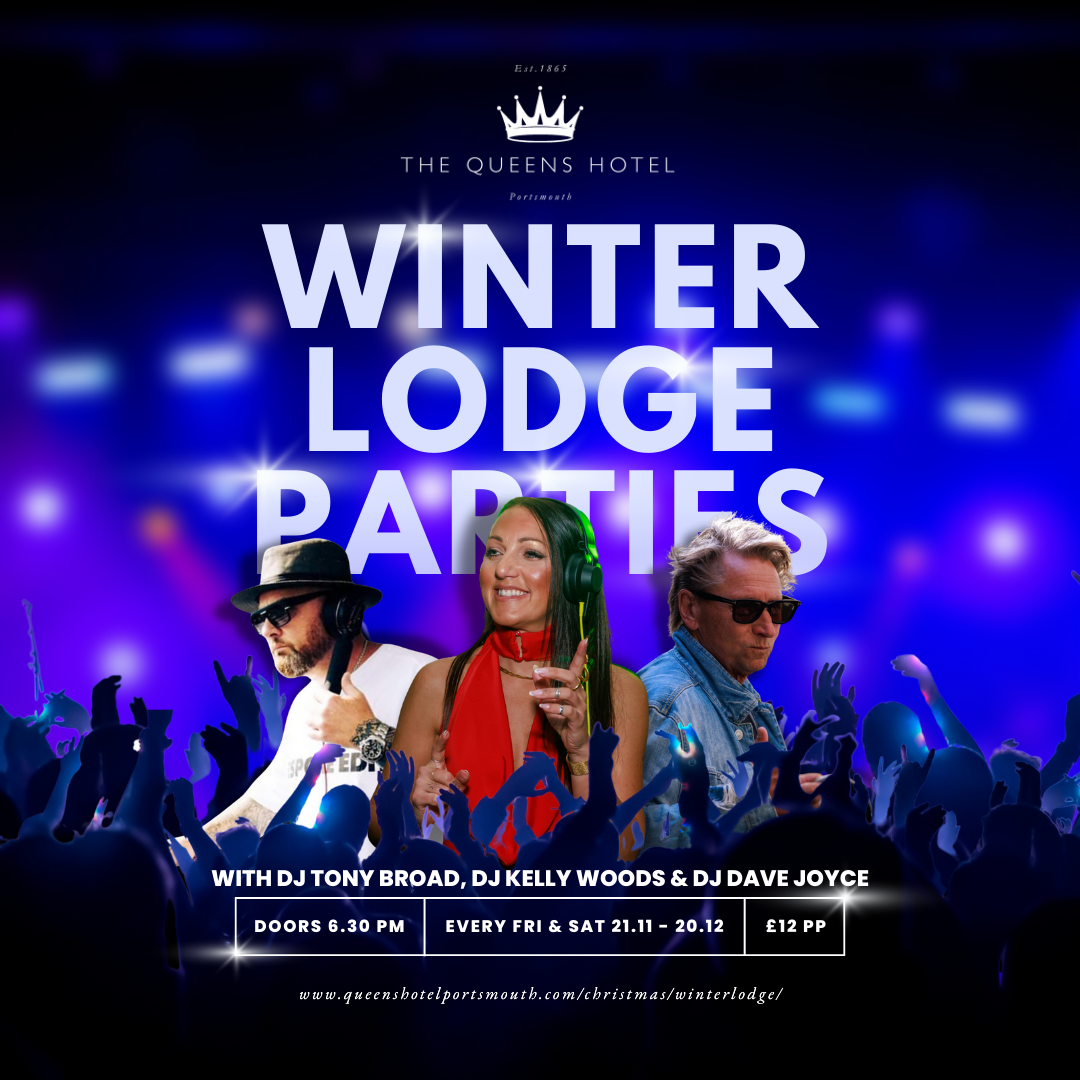 Thursday 11th December 2025 6.30pm - Midnight 90s ANTHEMS Christmas Party with DJ DAVE JOYCE  in The Winter Lodge at the Queens Hotel Southsea. 