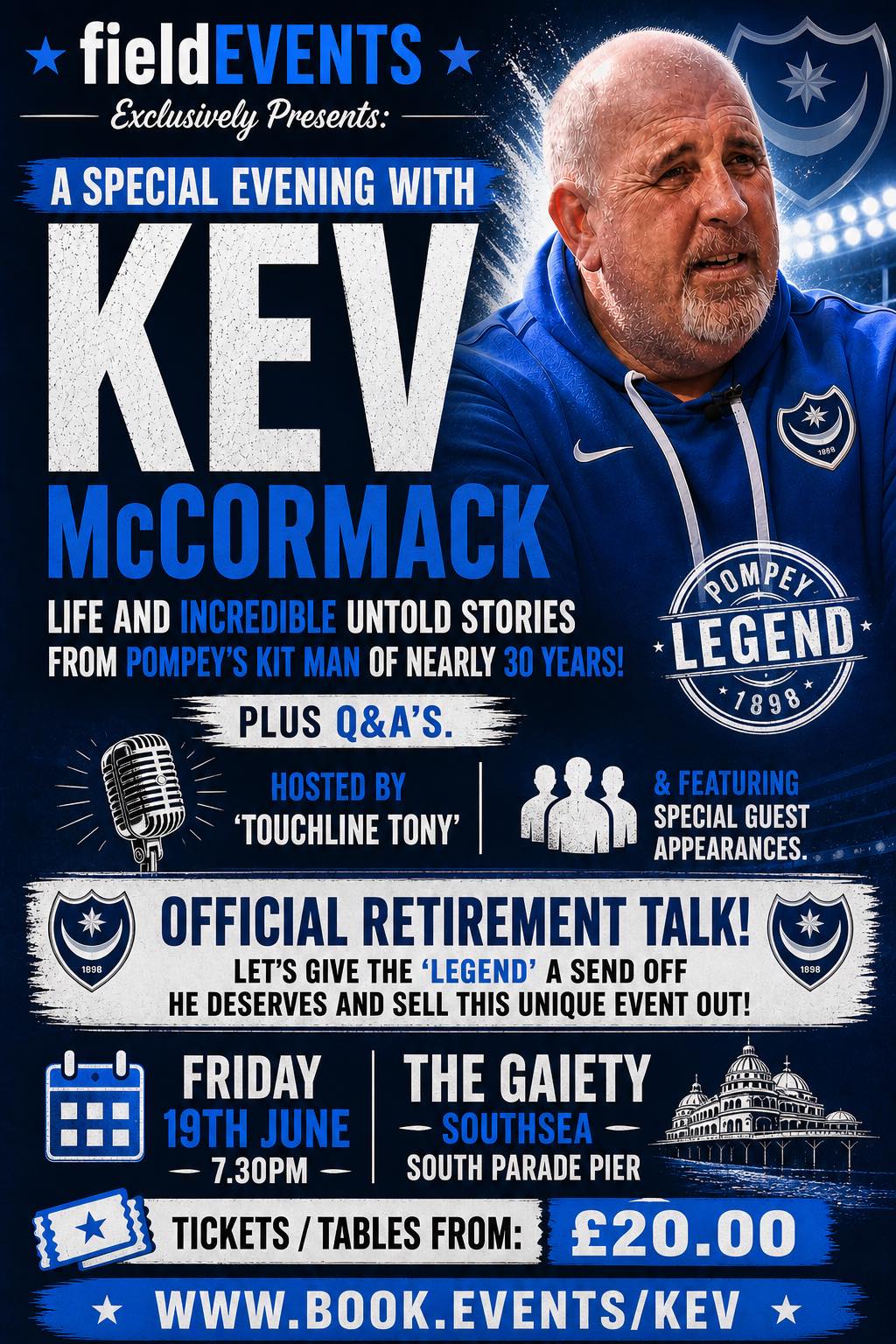 Friday 19th June: A Special Evening with Kevin McCormack at The Gaiety Southsea, Portsmouth