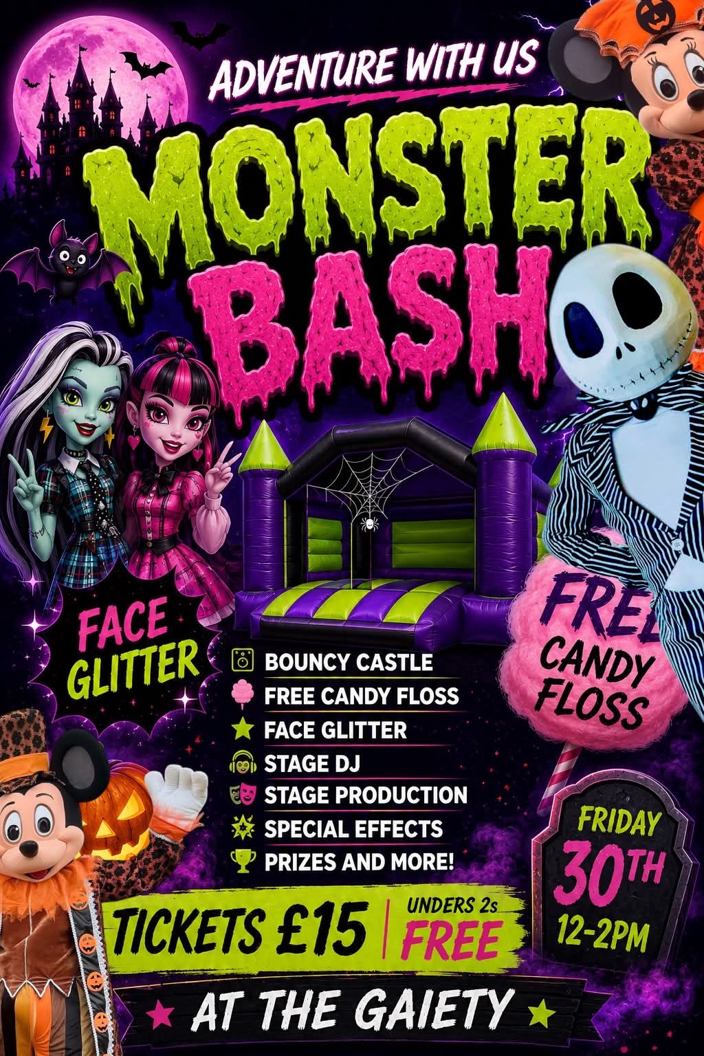 Friday 30th October 2026  12pm - 2pm   Adventure with us presents HALLOWEEN MONSTER BASH  at The Gaiety Southsea, South Parade Pier Portsmouth
