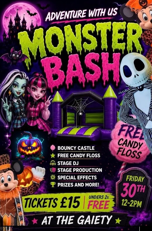 Friday 30th October 2026  12pm - 2pm   Adventure with us presents HALLOWEEN MONSTER BASH  at The Gaiety Southsea, South Parade Pier Portsmouth