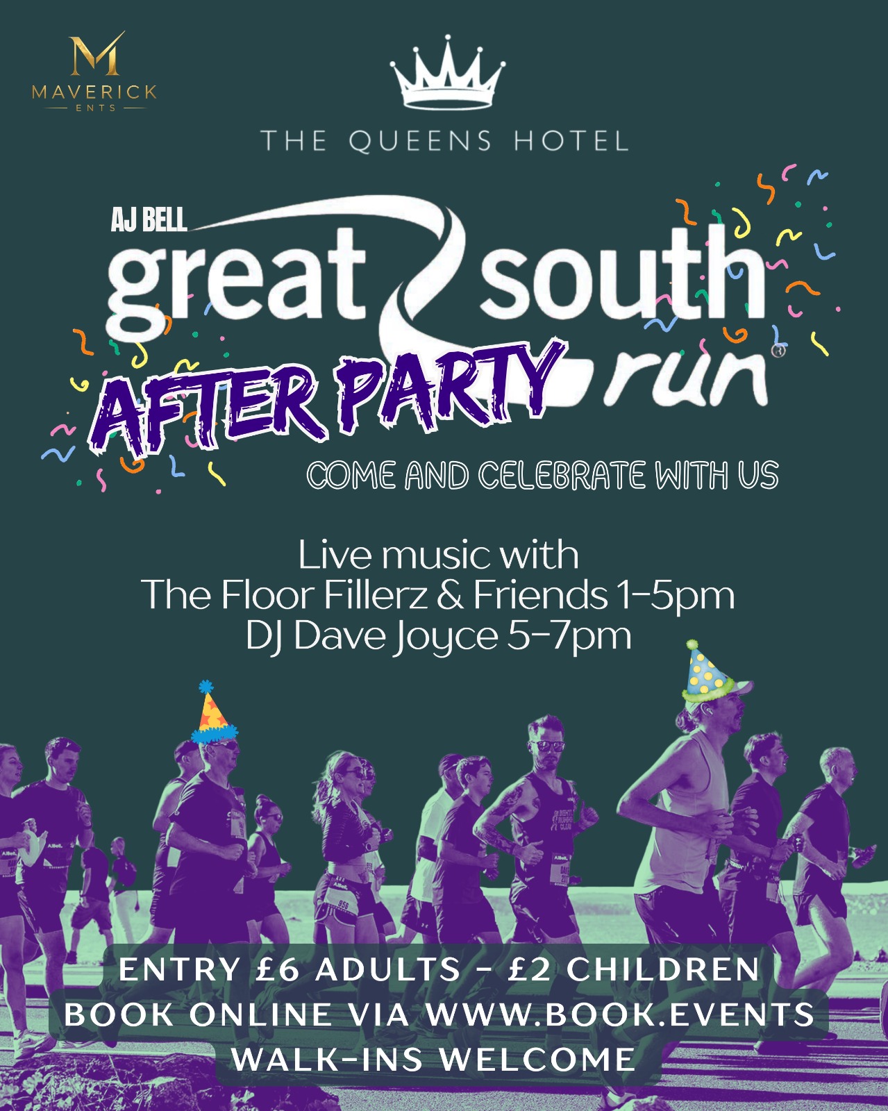 Sunday 18th October 2026 12.00pm  to 6.00pm  GREAT SOUTH RUN  AFTER PARTY with FLOORFILLERZ and  DJ  DAVE JOYCE in The Winter Lodge at the Queens Hotel Southsea.